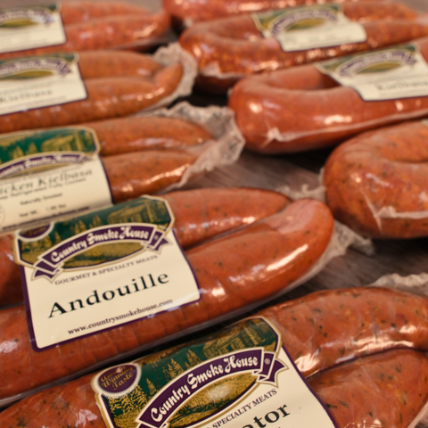 A collection of packaged kielbasa
