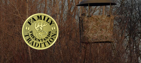 Family Traditions logo with a hunting treestand in the background