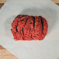 Five pounds of ground steak and chuck on butcher paper