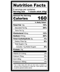 Nutrition facts label for a snack stick on a white background