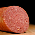 Close up of a sliced Buffalo Salami Chub