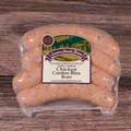 Packaged Chicken Cordon Bleu Brats on a wooden surface