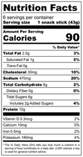 Nutrition facts label for Hawaiian Snack Stix