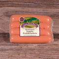 Packaged Homestyle Jumbo Frankfurters on a wooden surface