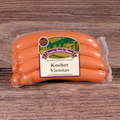 Packaged Kosher Viennas on a wooden surface.