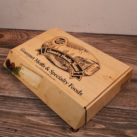 Large Country Smoke House Gift Box on a wooden surface.