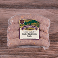 Packaged Loaded Baked Potato Brats on a wooden background.