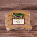 Packaged Nacho Cheese Brats on a wooden surface.