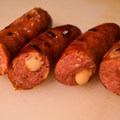 Close-up of sliced Sicilian Pizza Brats
