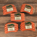 Steve's Hot Dog Variety Pack on a wooden surface