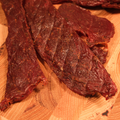Close up of Venison Cajun Jerky