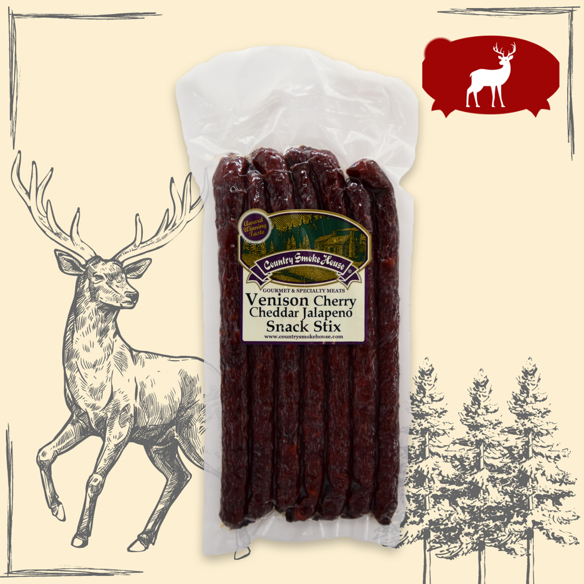 Venison Cherry Cheddar Jalapeno Snack Sticks Country Smoke House